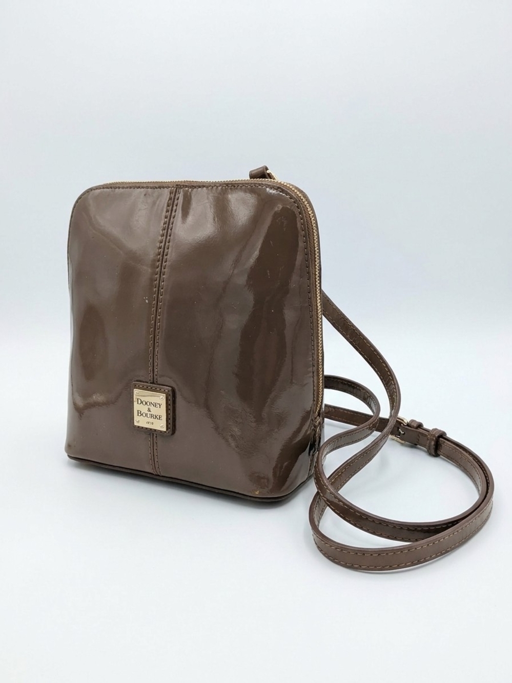 Dooney & Bourke Brown Patent Leather Crossbody Bag